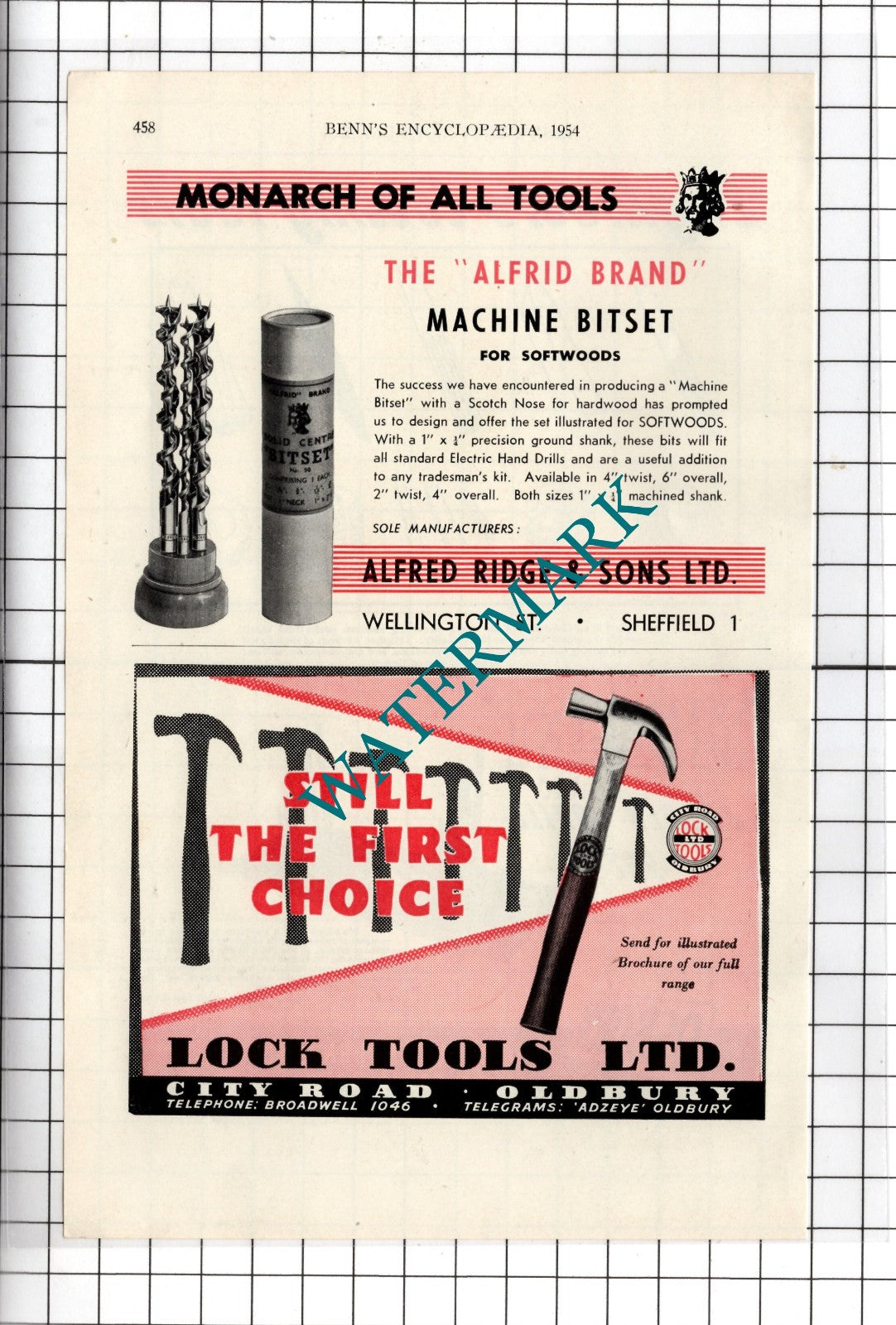 Samuel Osborn & Co Ltd Sheffield / Alfred Ridge & Sons Ltd Alfrid - 1954 Advert