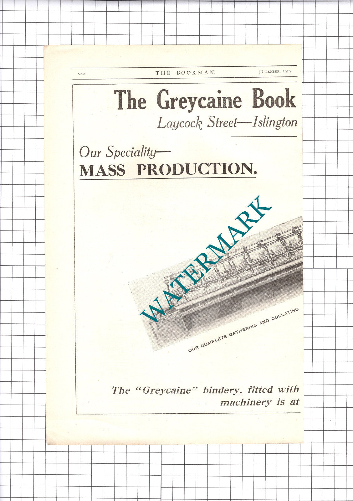 The Greycaine Book Manufacturing Co Ltd ADVERT - 1919 2-Part Clipping / Print