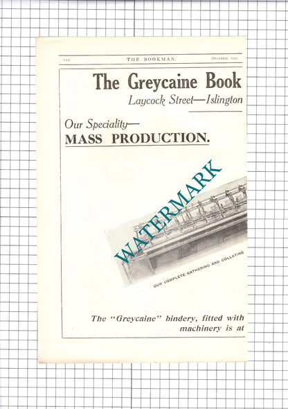 The Greycaine Book Manufacturing Co Ltd ADVERT - 1919 2-Part Clipping / Print