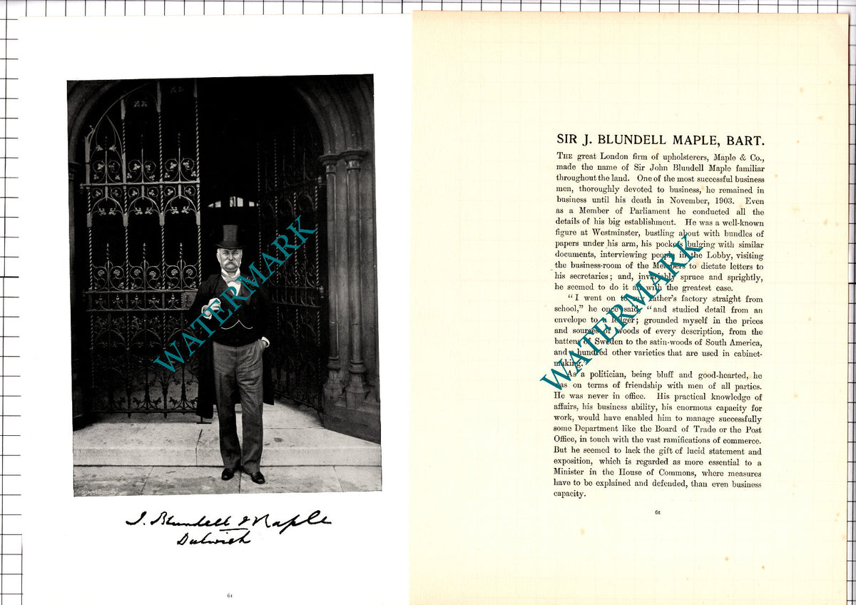 Sir John Blundell Maple Maple & Co Upholsterers  - c.1904 Article / Print