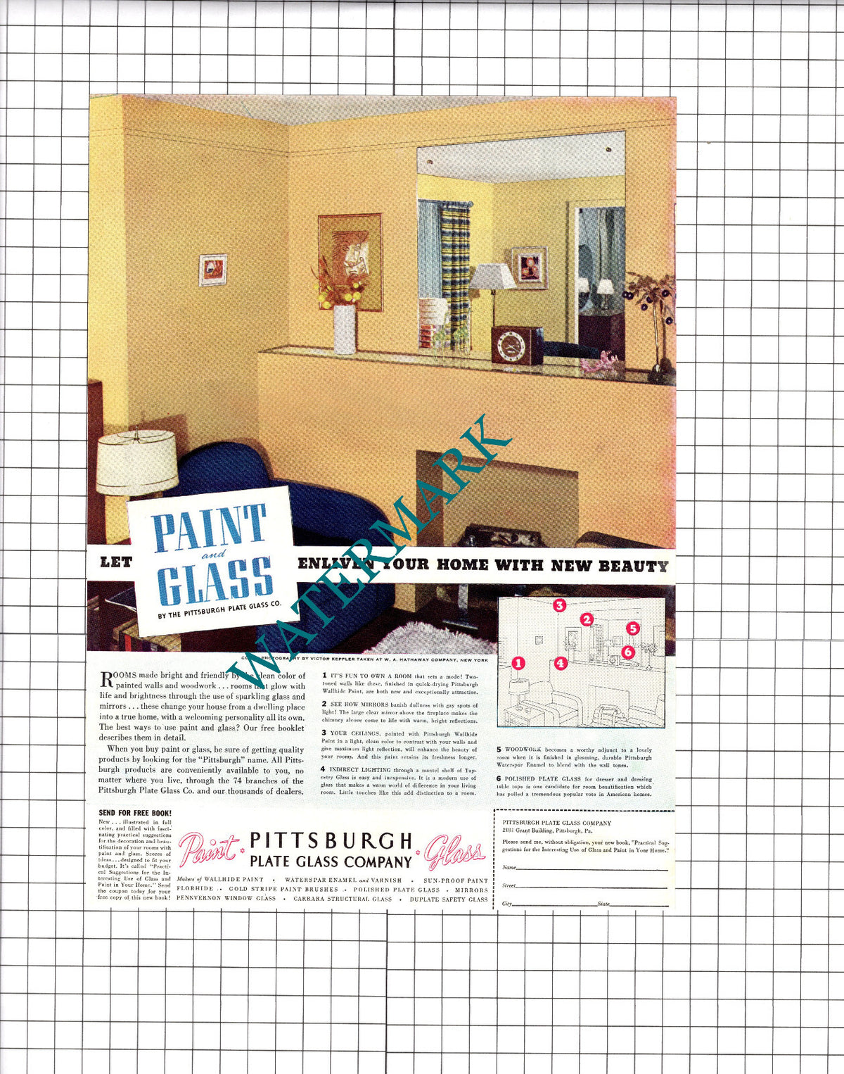 Pittsburgh Plate Glass Company USA ADVERT - 1937 Clipping / Print