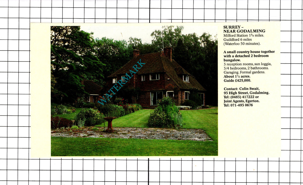 Godalming Surrey   House Sale Advert - 1991 Clipping / Print