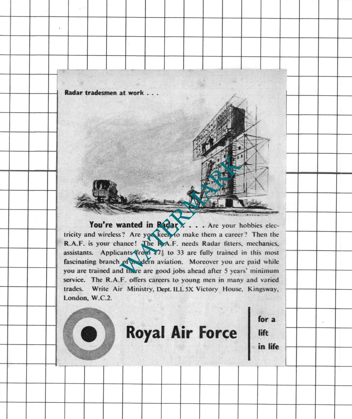 RAF Royal Air Force Advert -  1949 Clipping
