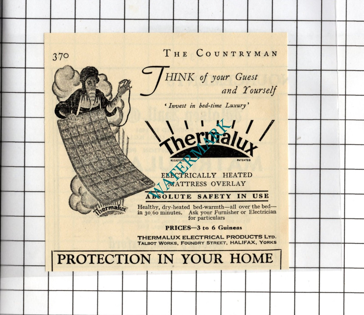 Thermalux Electrical Products Ltd   Halifax Yorkshire  - 1934 SMALL Advert
