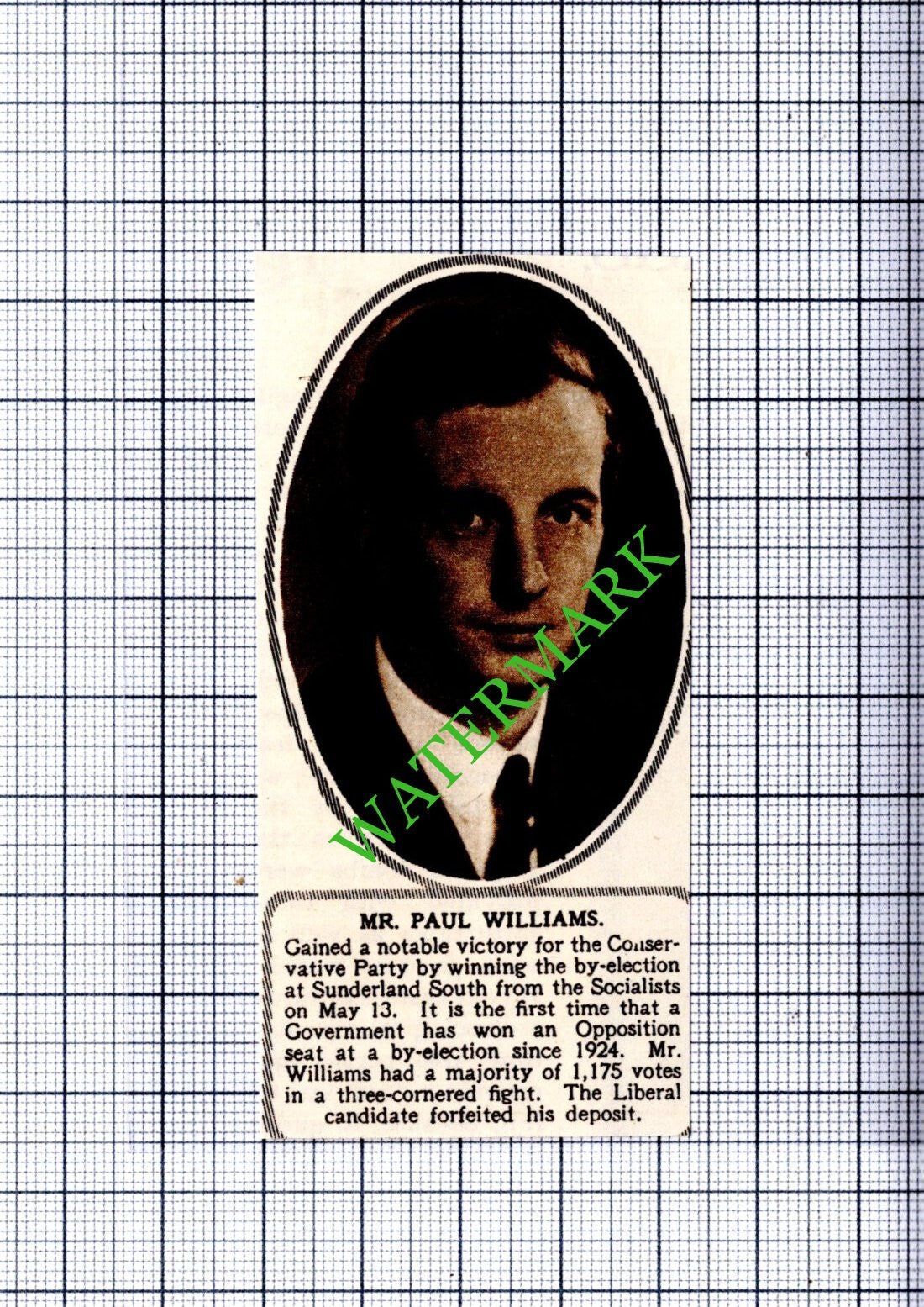 Mr Paul Williams MP - 1953 SMALL Cutting