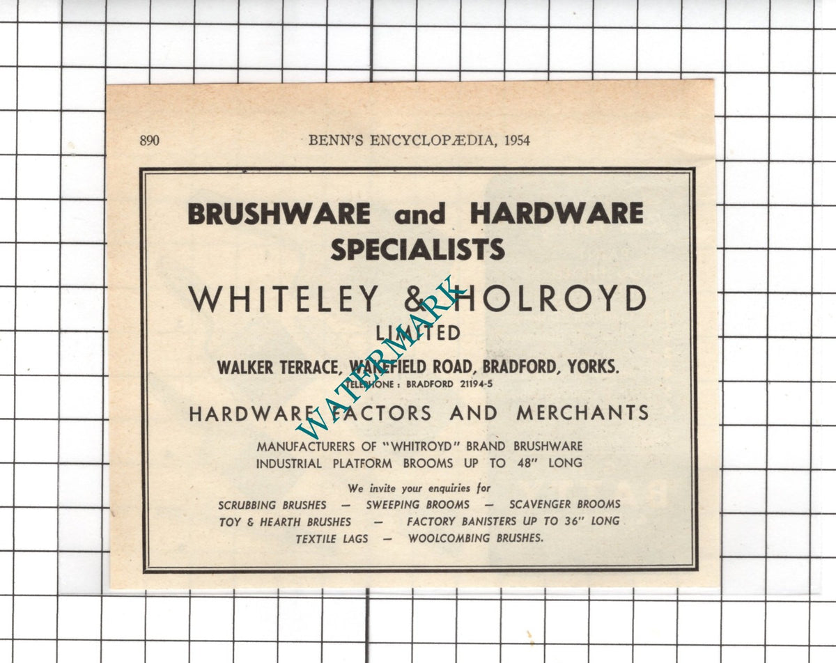G H Batty & Sons Ltd  Leeds / Whiteley & Holroyd Ltd Bradford -1954 Small Advert