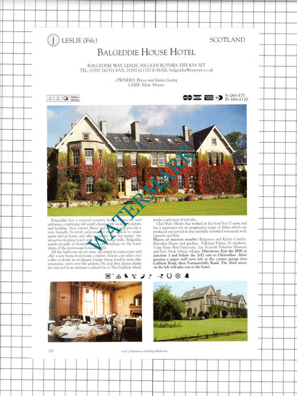 Killiecrankie Hotel / Balgeddie House Hotel Leslie Fife Scotland- c.2001 Advert