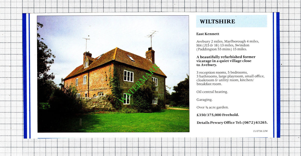 East Kennett Wiltshire House Sale Advert - 1991 Cutting