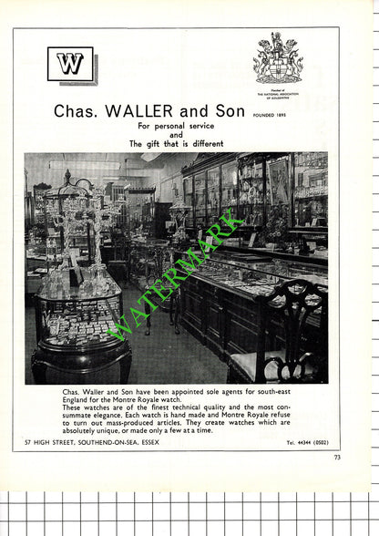 Chas Waller and Son Southend Essex  Jewellers- 1968 Article