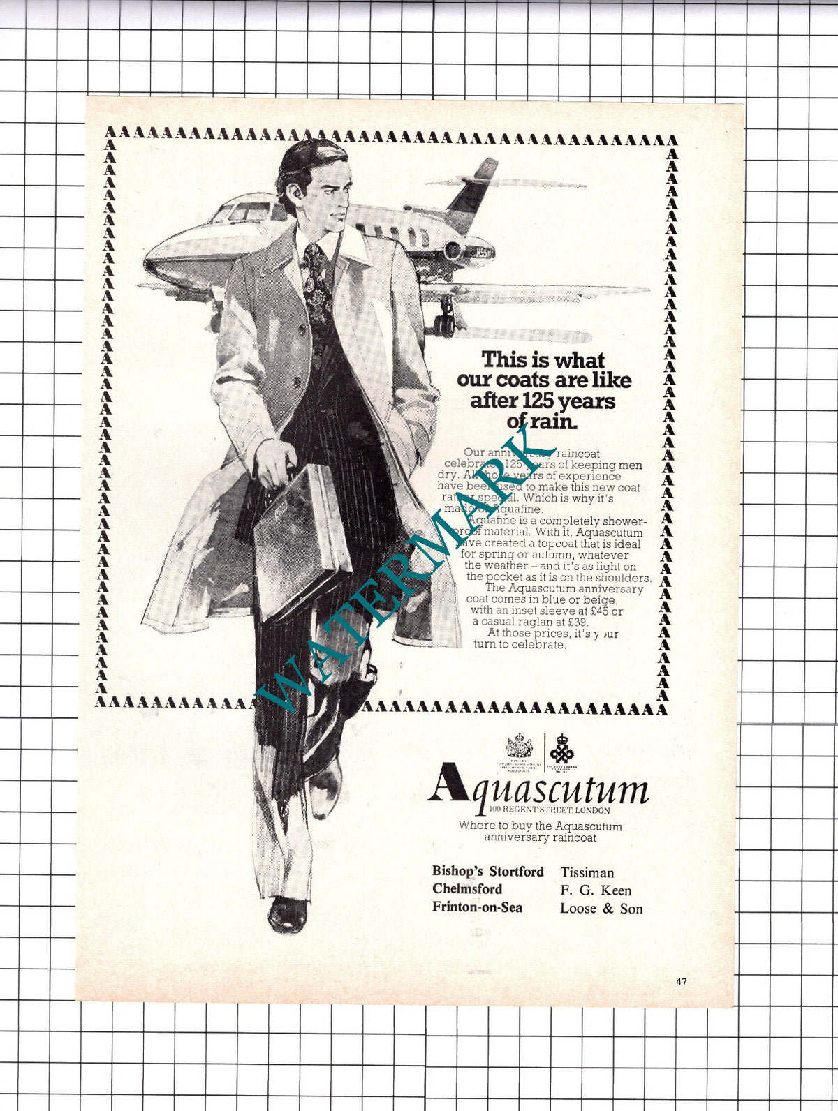 Aquascutum 125 Years Advert  - 1976 Clipping / Print