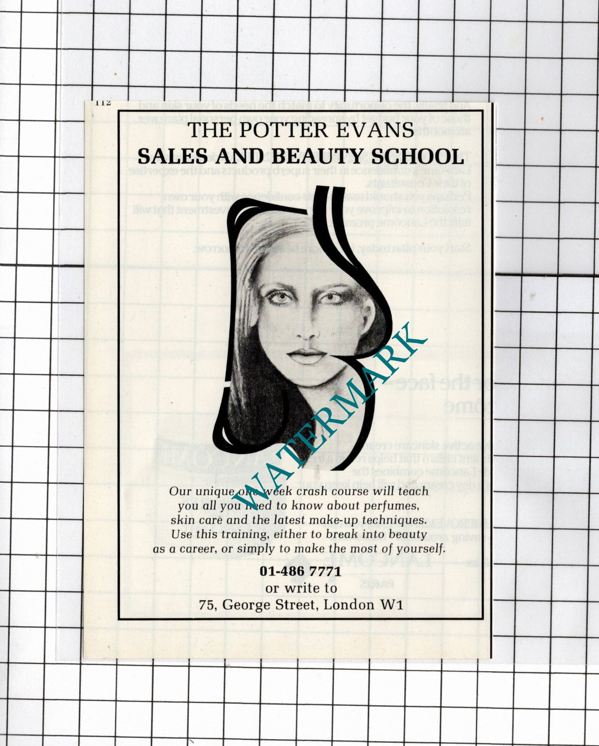 The Potter Evans Sales and Beauty School London - 1980 Small Advert