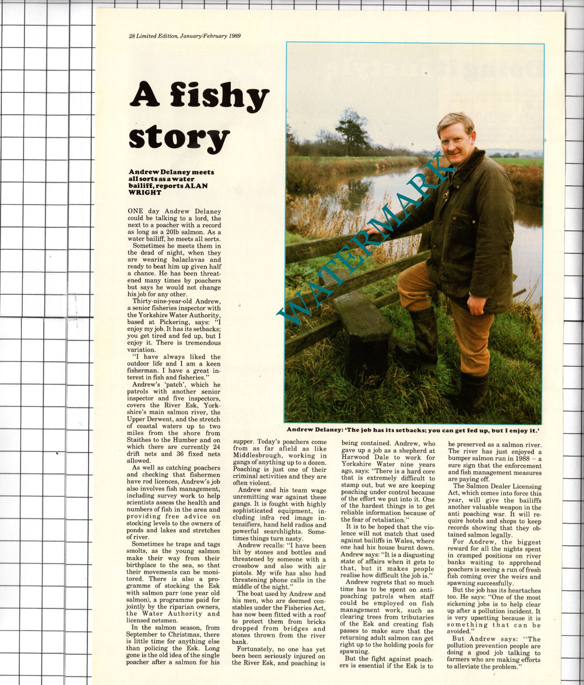 Yorkshire Water Authority Pickering Bailiff Andrew Delaney - 1989 Article