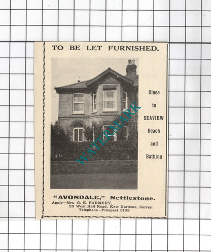 Green Gates Hotel Seaview Isle Of Wight Avondale Nettlestone - 1938 Small Advert