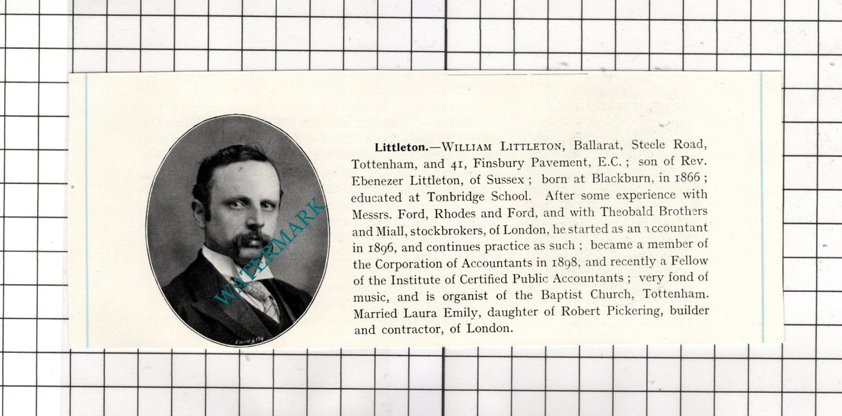 William Littleton Ballarat Tottenham  / Frederick George Mason - c.1905 Clipping