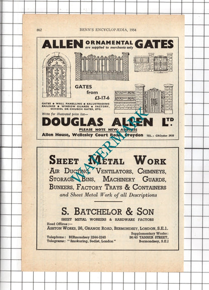 Nevastane Products Hornsey Ltd Douglas Allen Ltd Croydon S Batchelor 1954 Advert