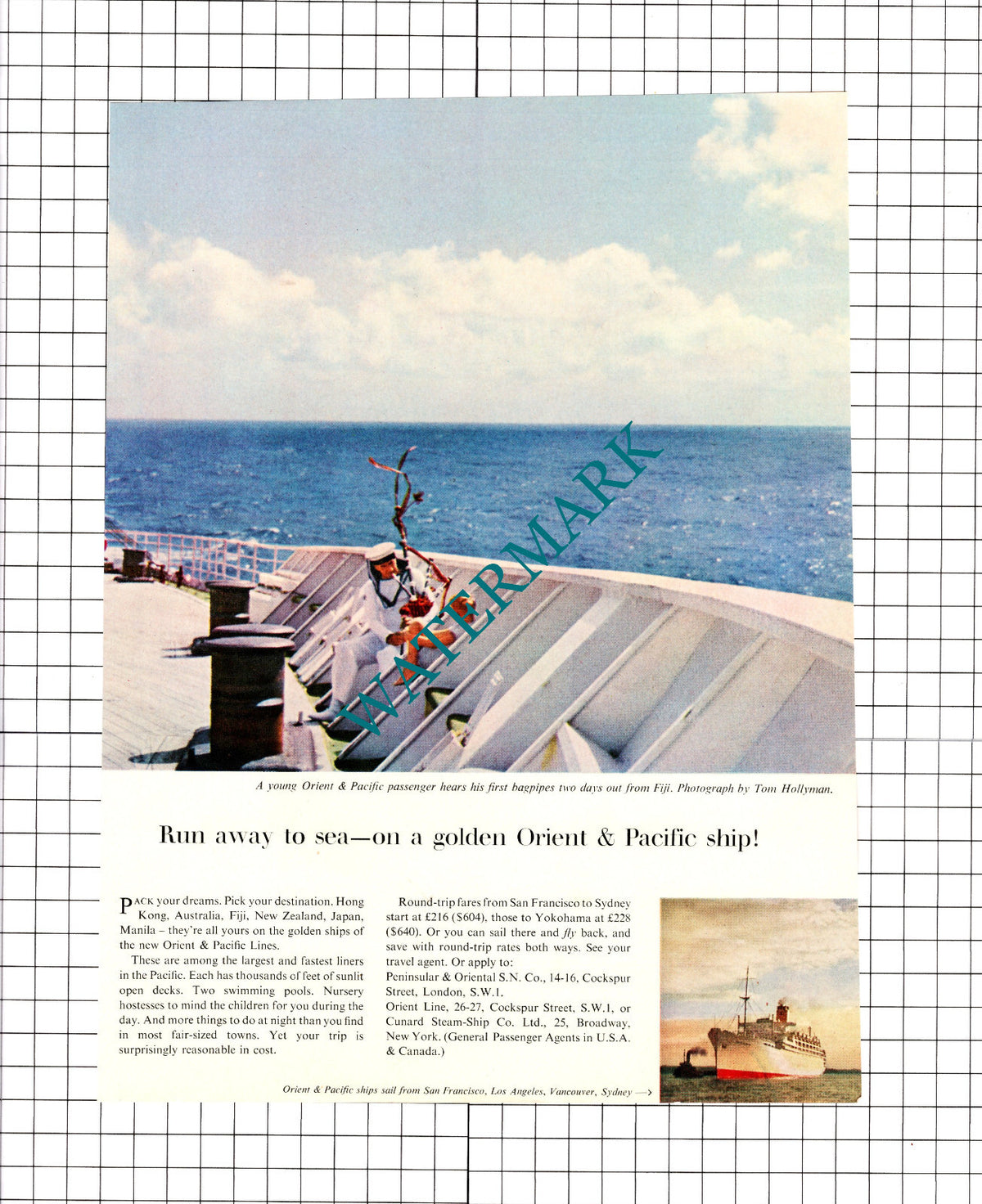 Orient & Pacific Ship Advert  - 1959 Clipping / Print