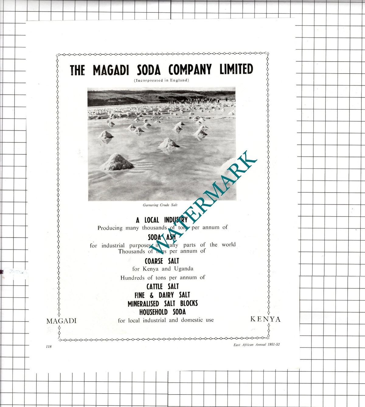 The Magadi Soda Company Limited Kenya East Africa -  1951 Advert