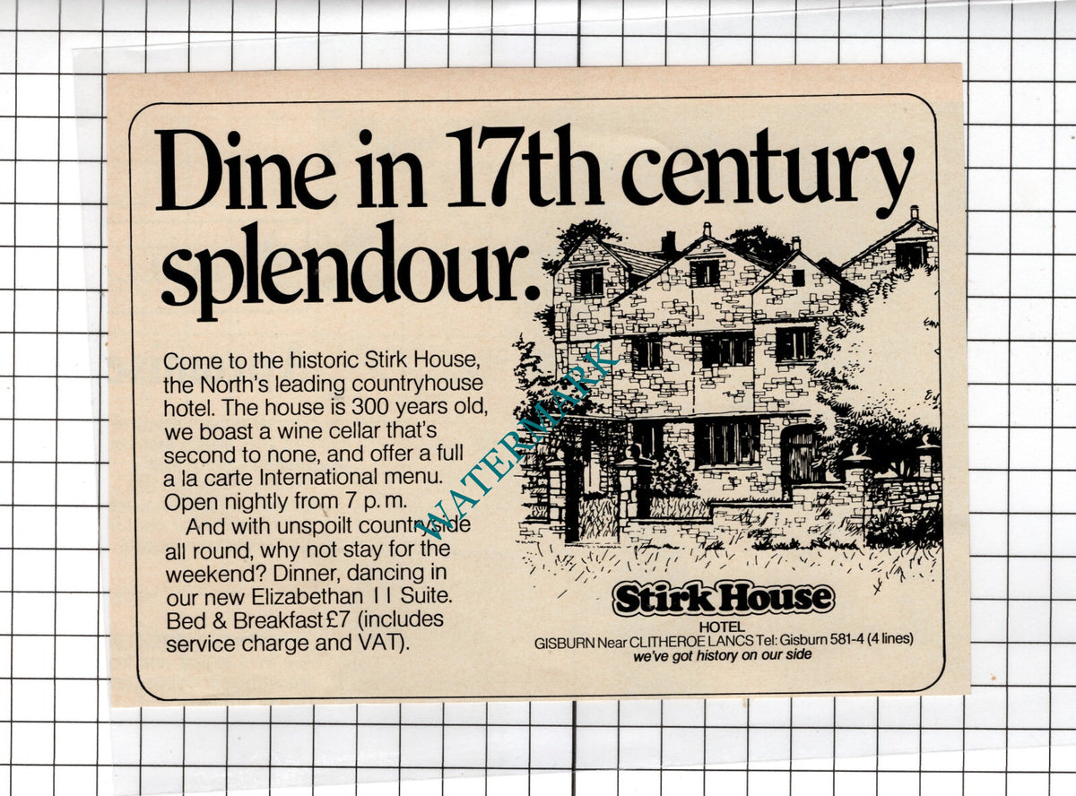 Stirk House Hotel Gisburn Lancashire  - 1974  Advert