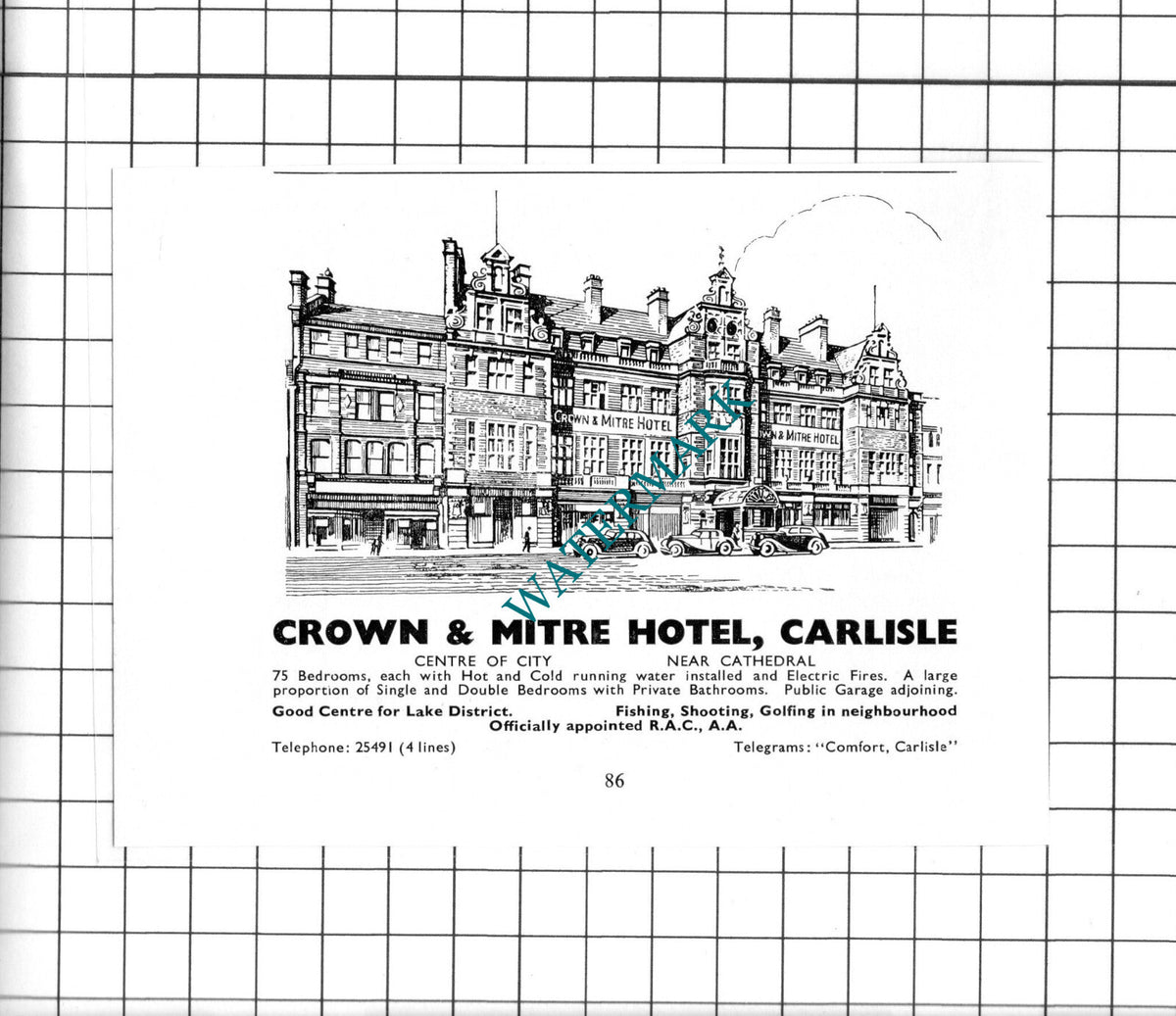 Crown & Mitre Hotel Carlisle Small Advert - c.1960's Clipping / Print