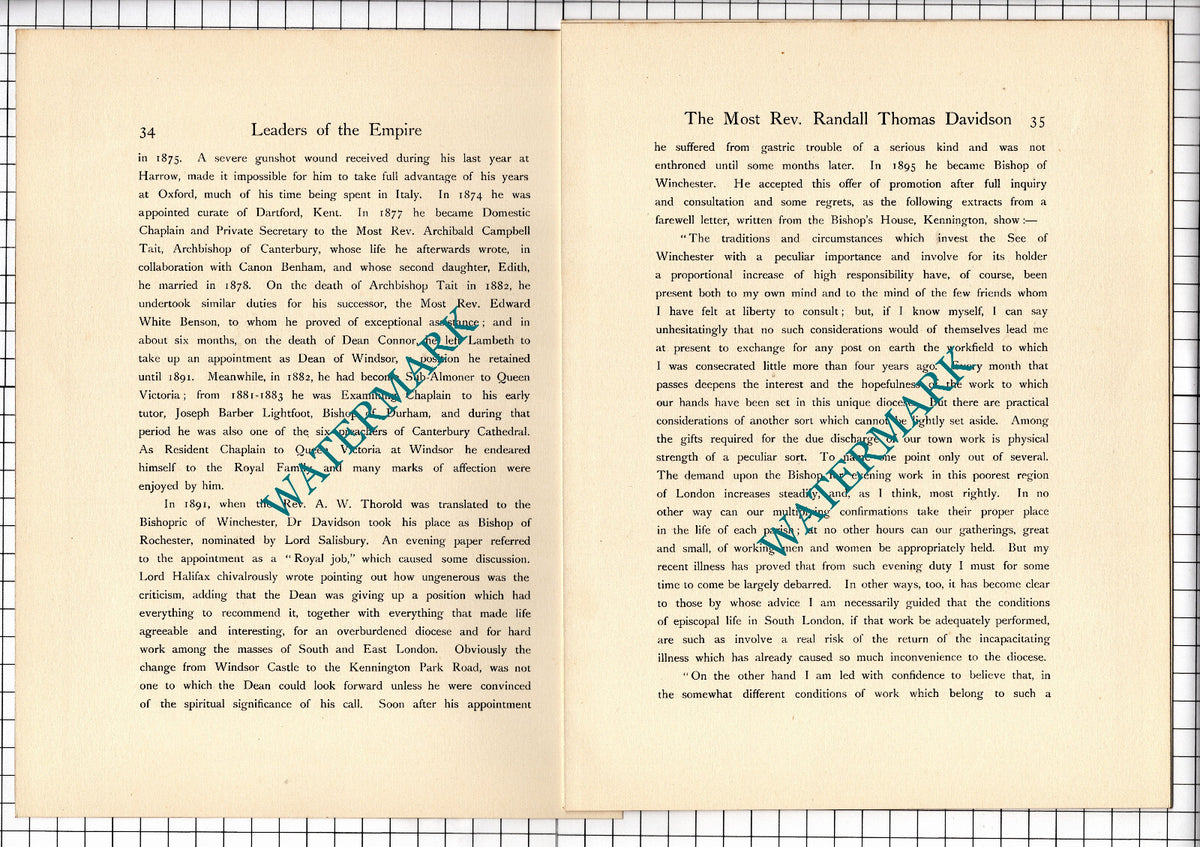 Most Rev Randall Thomas Davidson Archbishop Of Canterbury  1920's Article/ Print