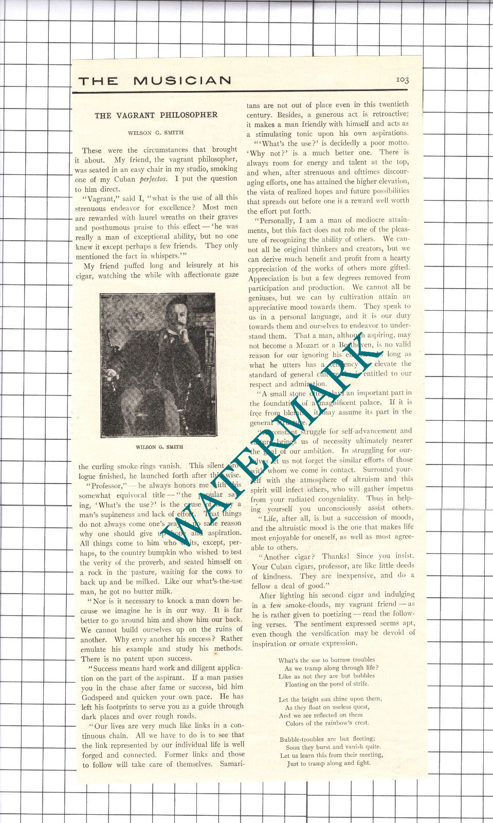 Wilson G Smith - 1906 Clipping / Print