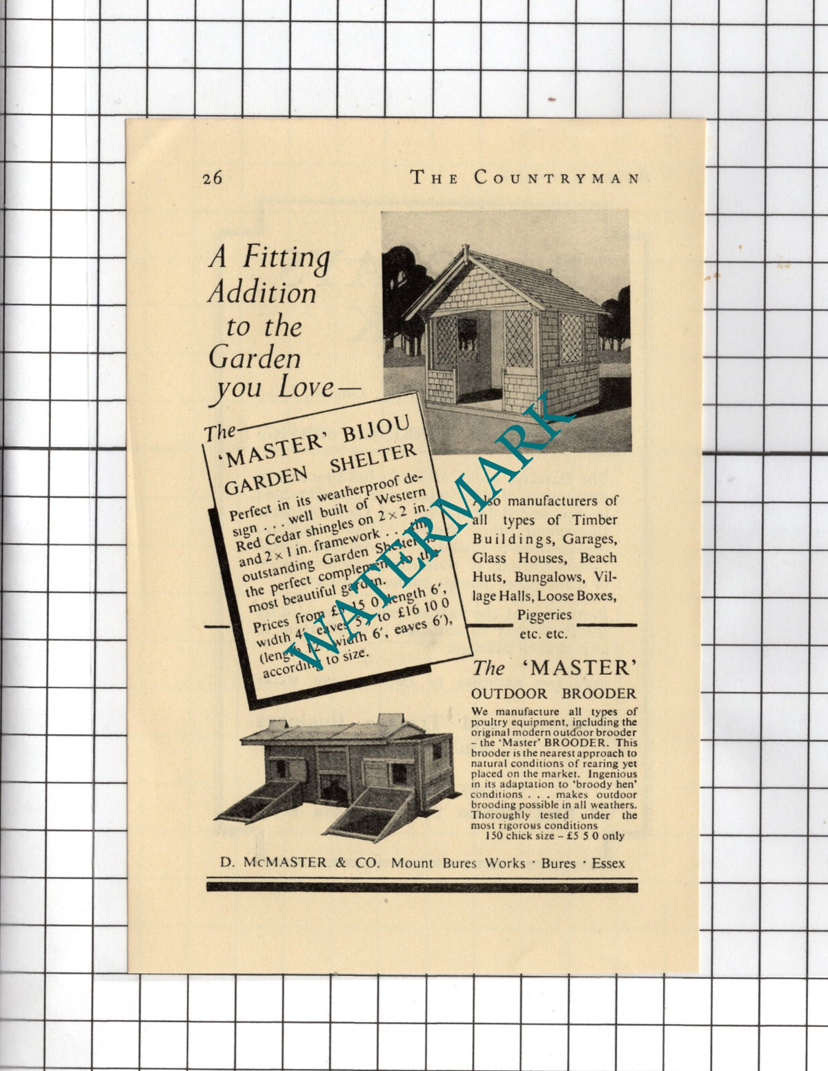D McMaster & Co Mount Bures Works Bures Essex  - 1938 Small Advert