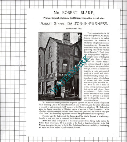 Robert Black Printer Dalton-in-Furness T C Hoskins H B Armistead  -  Cutting