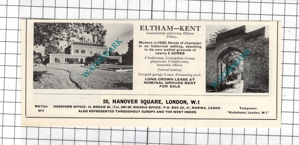 Eltham Kent Eltham Palace  - 1967  House Sale Advert
