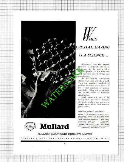 Mullard Electronic London / BOPE British Optical & Precision Advert 1951 Cutting