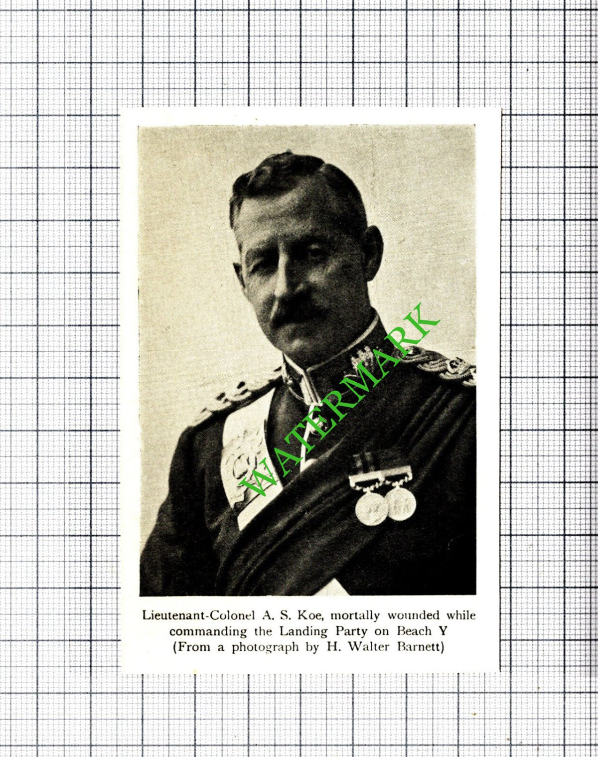 Lt Col A S Koe Beach Y Great War WW1 -   c.1920 Small Cutting