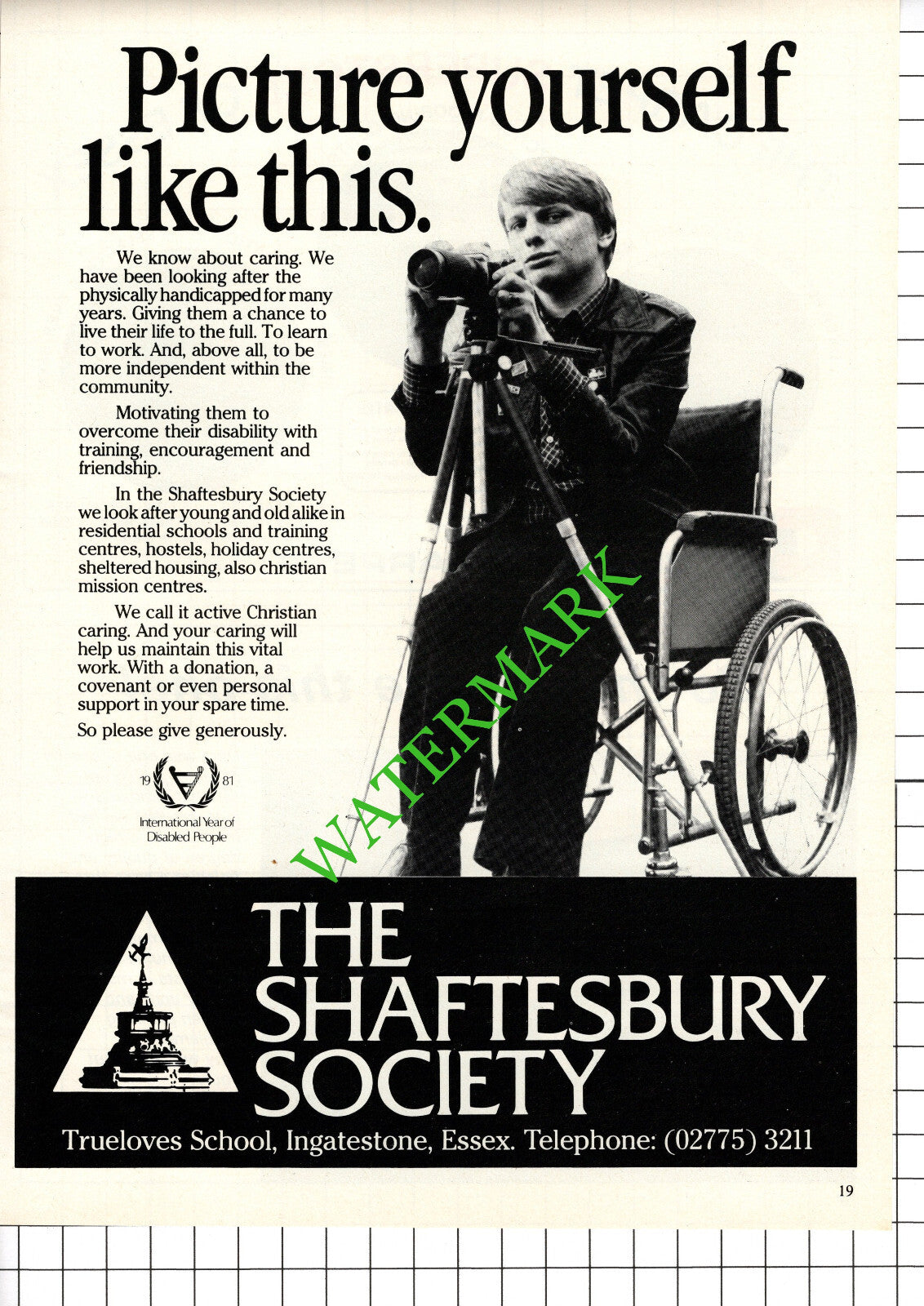 The Shaftesbury Society Trueloves School Ingatestone Essex Advert - 1981 Cutting