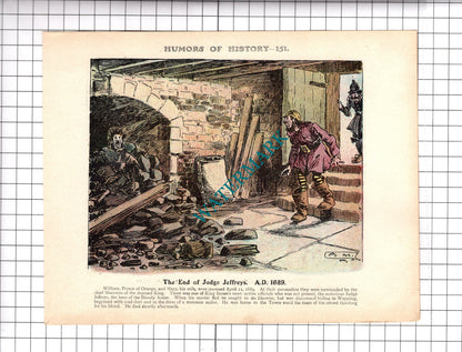 William III Battle Of The Boyne / Judge Jeffreys  - c.1921 Book Print