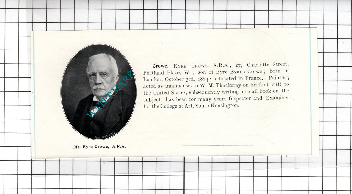 Mr Eyre Crowe Painter - c.1905 Clipping
