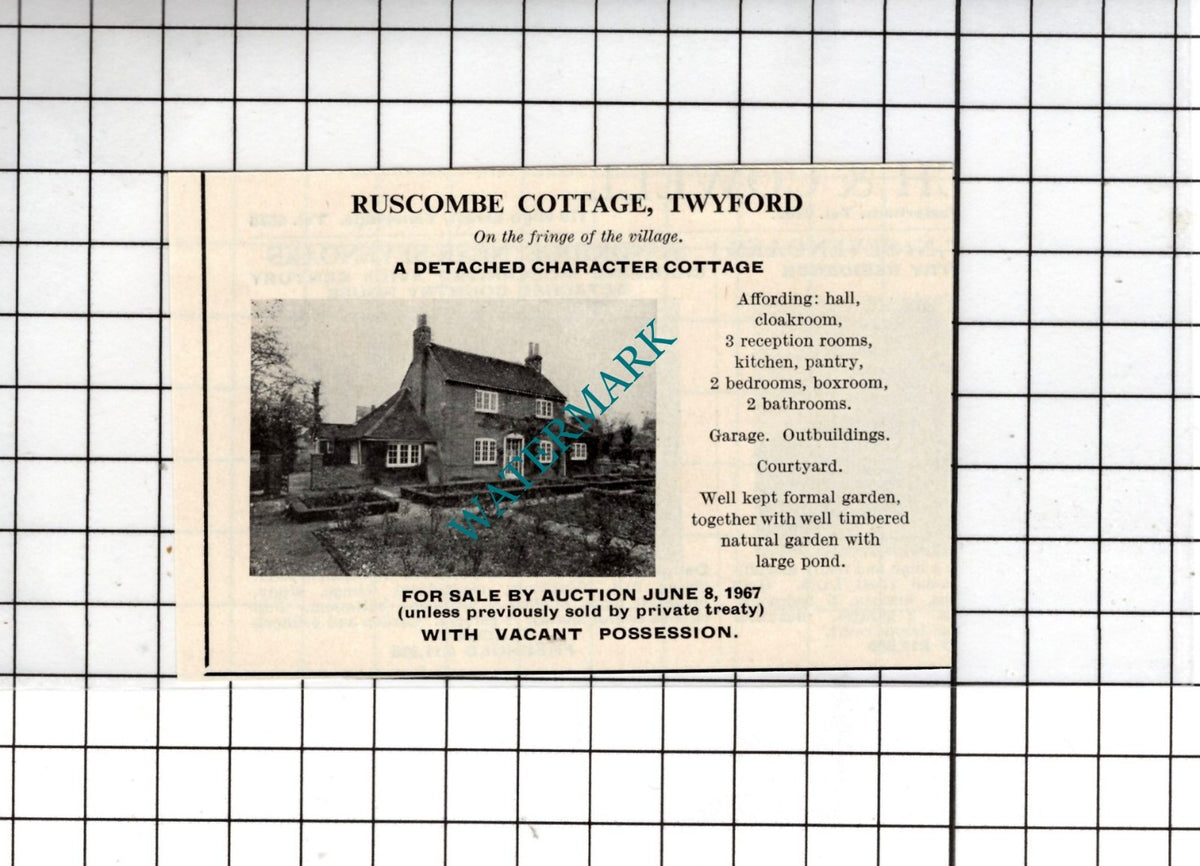 Ruscombe Cottage Twyford Berkshire -  1967 SMALL House Sale Advert