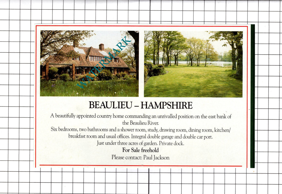 Beaulieu Hampshire House Sale Advert - 1991 Clipping