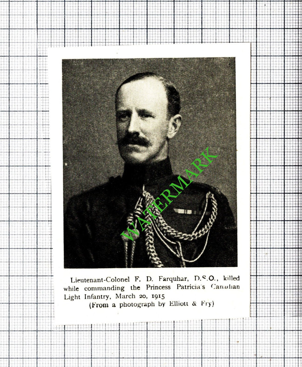 F D Farquhar Princess Patricia's Canadian Great War -  c.1920 Small Cutting