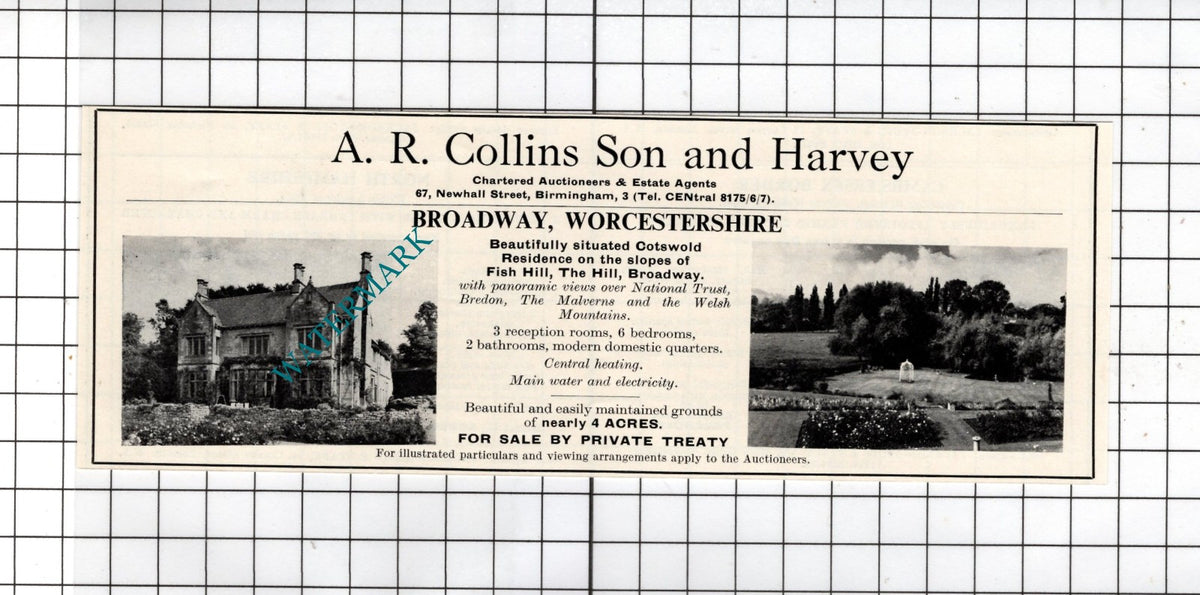 Fish Hill Broadway Worcestershire   - 1967 House Sale Advert