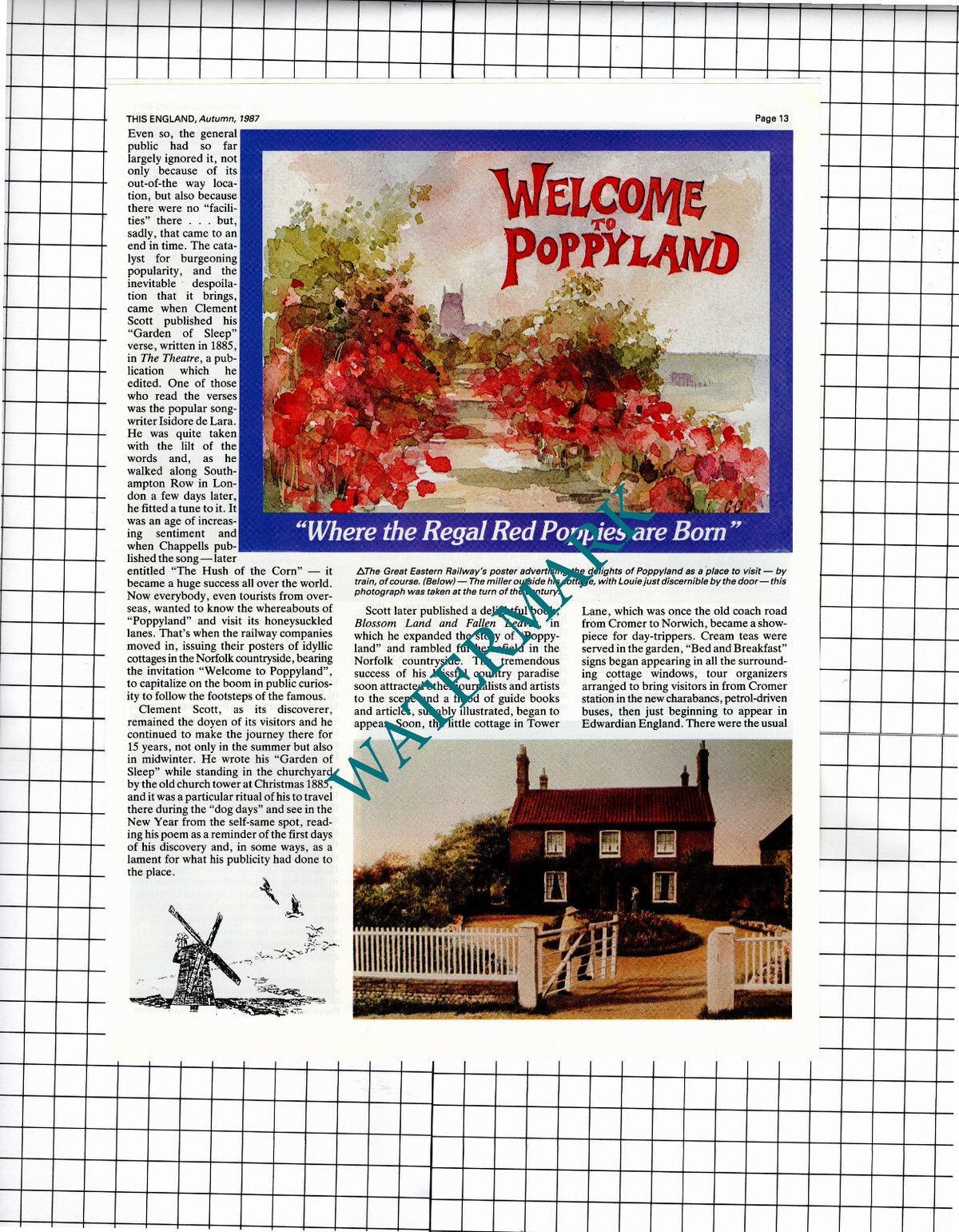 Poppyland Norfolk Clement Scott - 1987 Article / Print