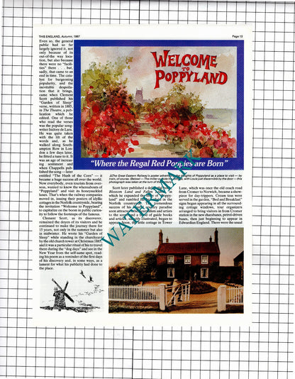 Poppyland Norfolk Clement Scott - 1987 Article / Print