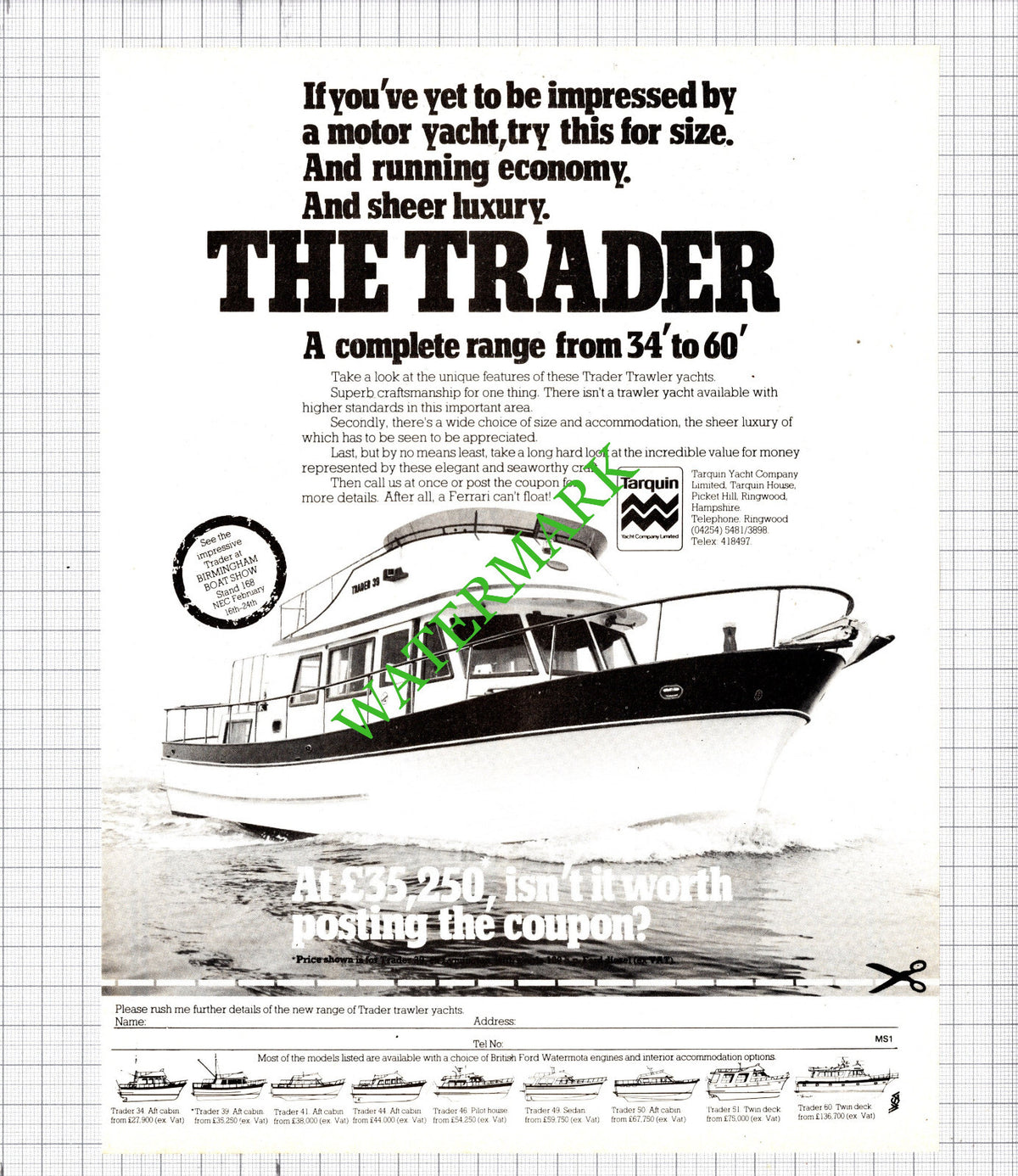 Trader Trawler Yachts Advert - 1980  Cutting