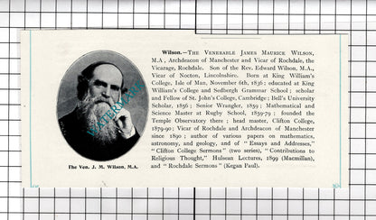 Rev Louis Charles Casartelli  / Ven James Maurice Wilson Rochdale c1900 Clipping