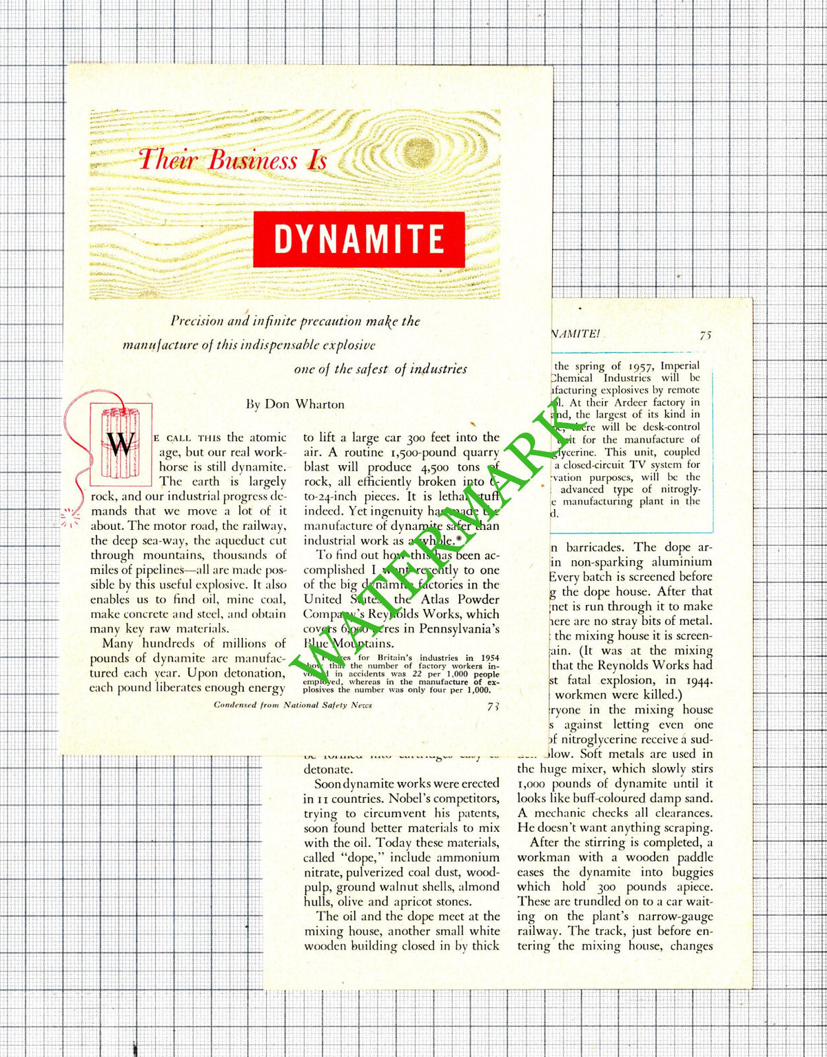 Atlas Powder Company Dynamite Pennsylvania USA - 1956 Small Article
