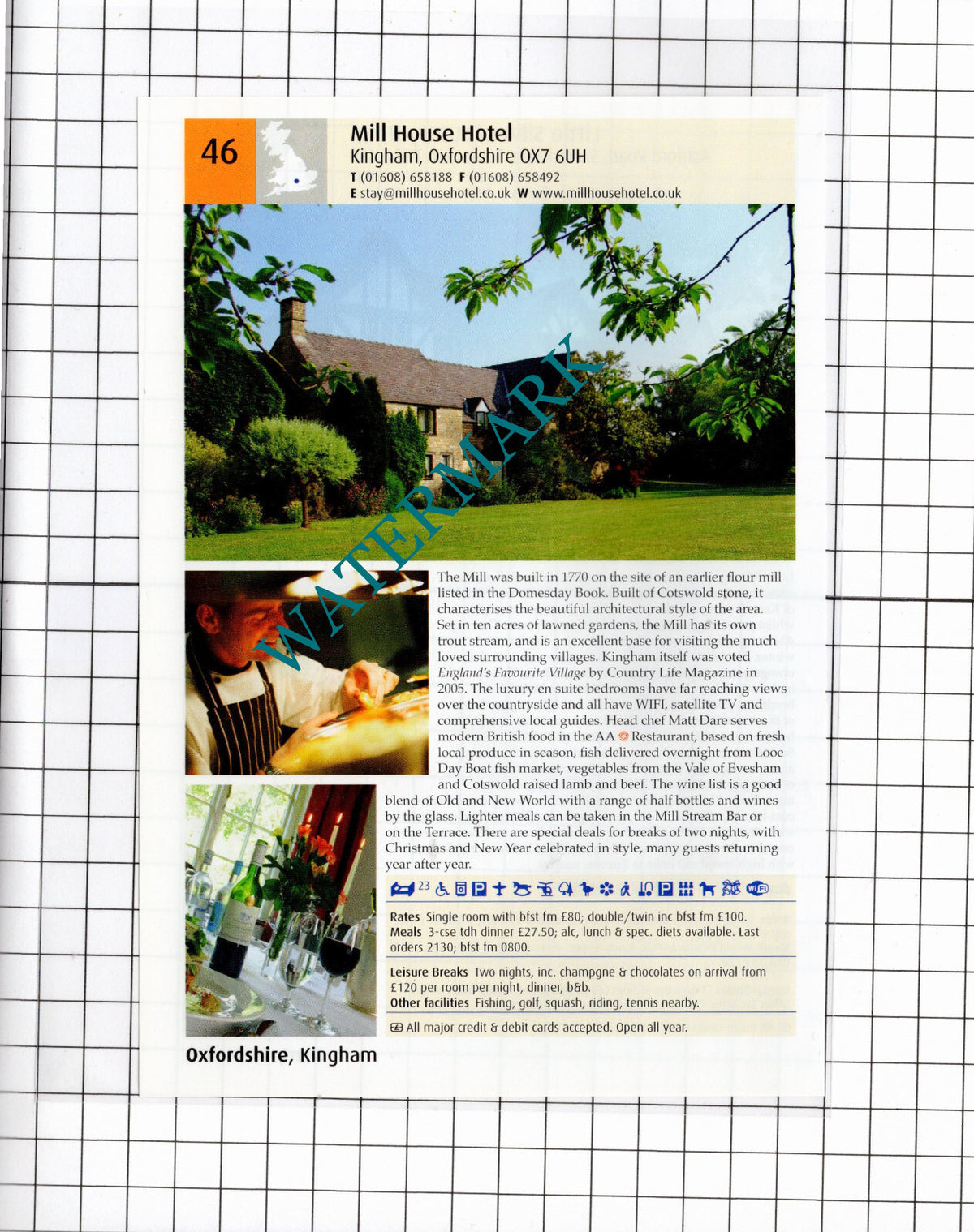 Little Silver Hotel Tenterden Kent / Mill House Hotel Kingham Oxon - 2011 Advert