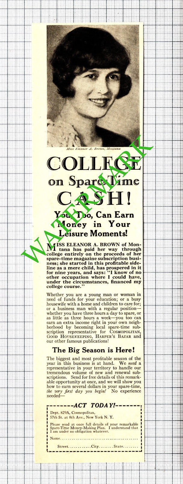Miss Eleanor A Brown Montana USA Advert - 1929 Cutting