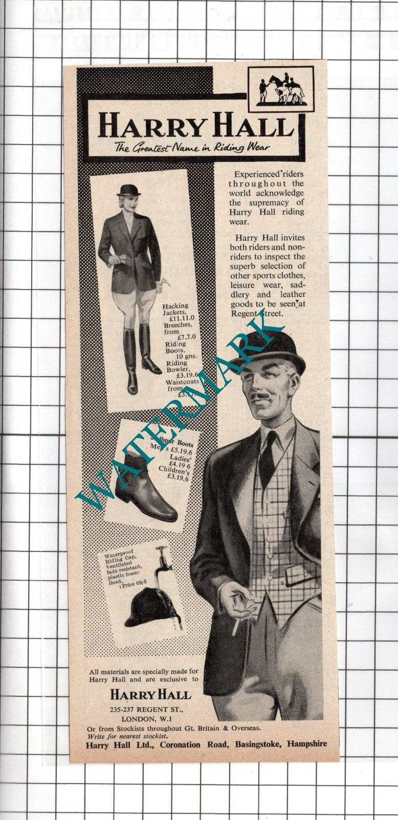 Harry Hall Riding Wear London - 1959 Advert