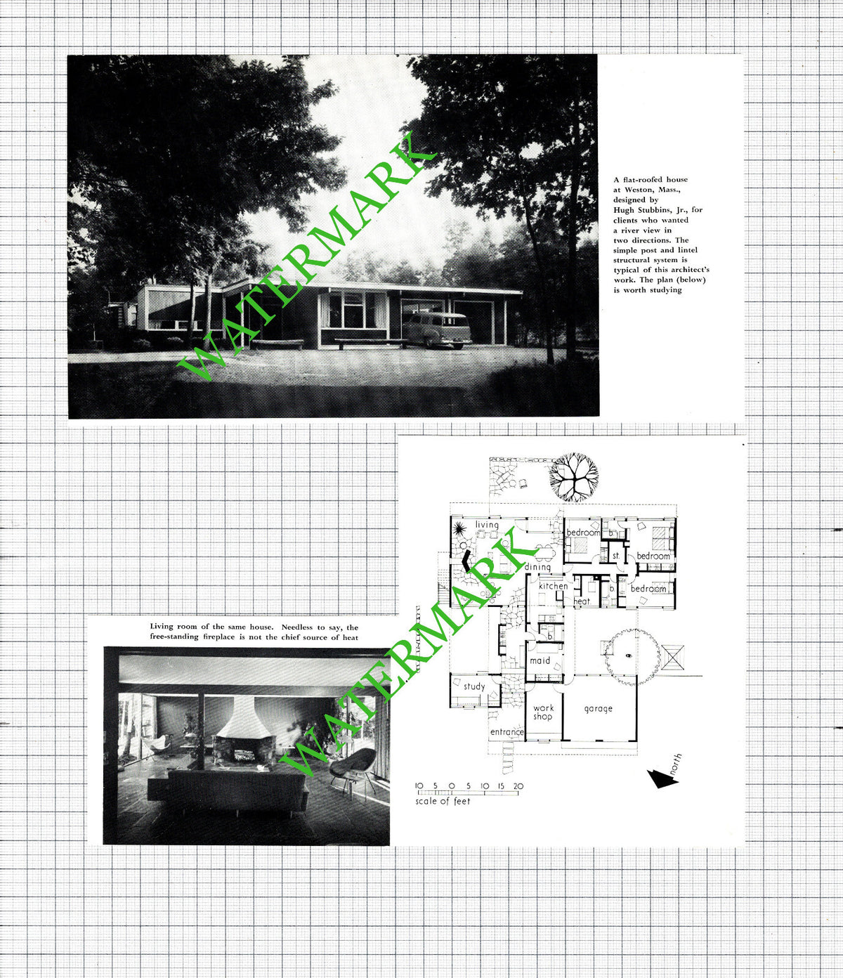 Weston Massachusetts USA Hugh Stubbins Jr House - 1956 Two-Part Cutting