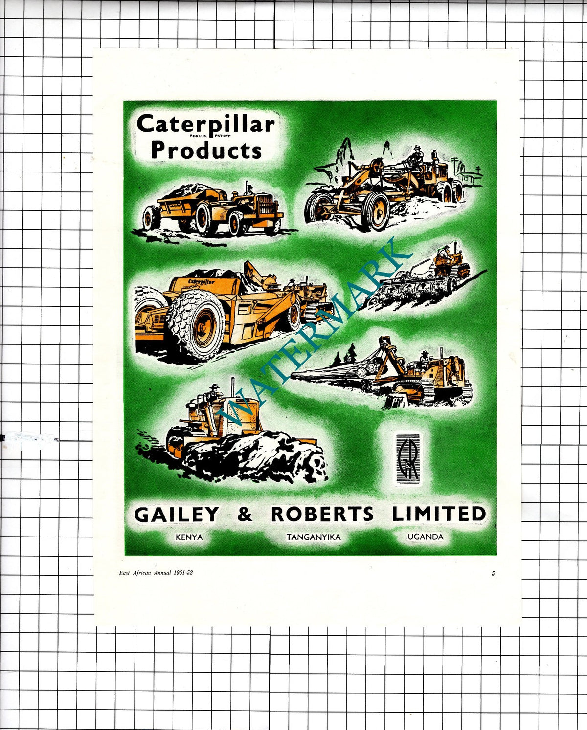 Caterpillar Gailey & Roberts Kenya / Muljibhai Madhvani & Co Africa  1951 Advert