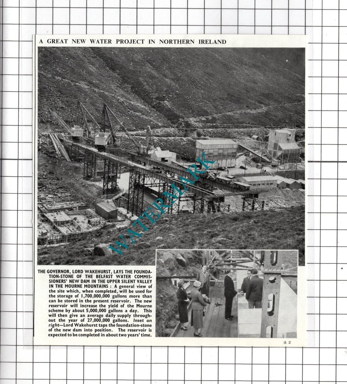 Mourne Mountains Dam  Lord Wakehurst - 1954 News Clipping