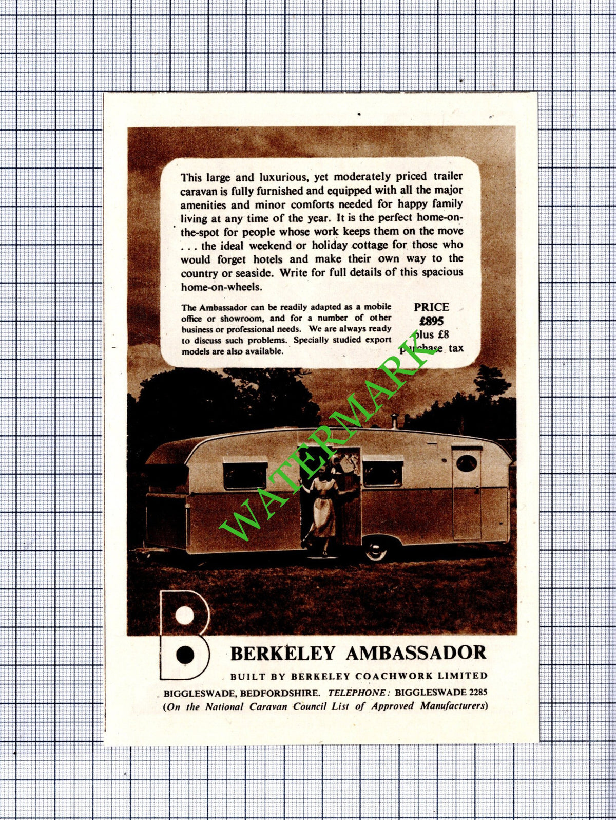 Berkeley Ambassador  Caravan Small Advert - 1949 Cutting
