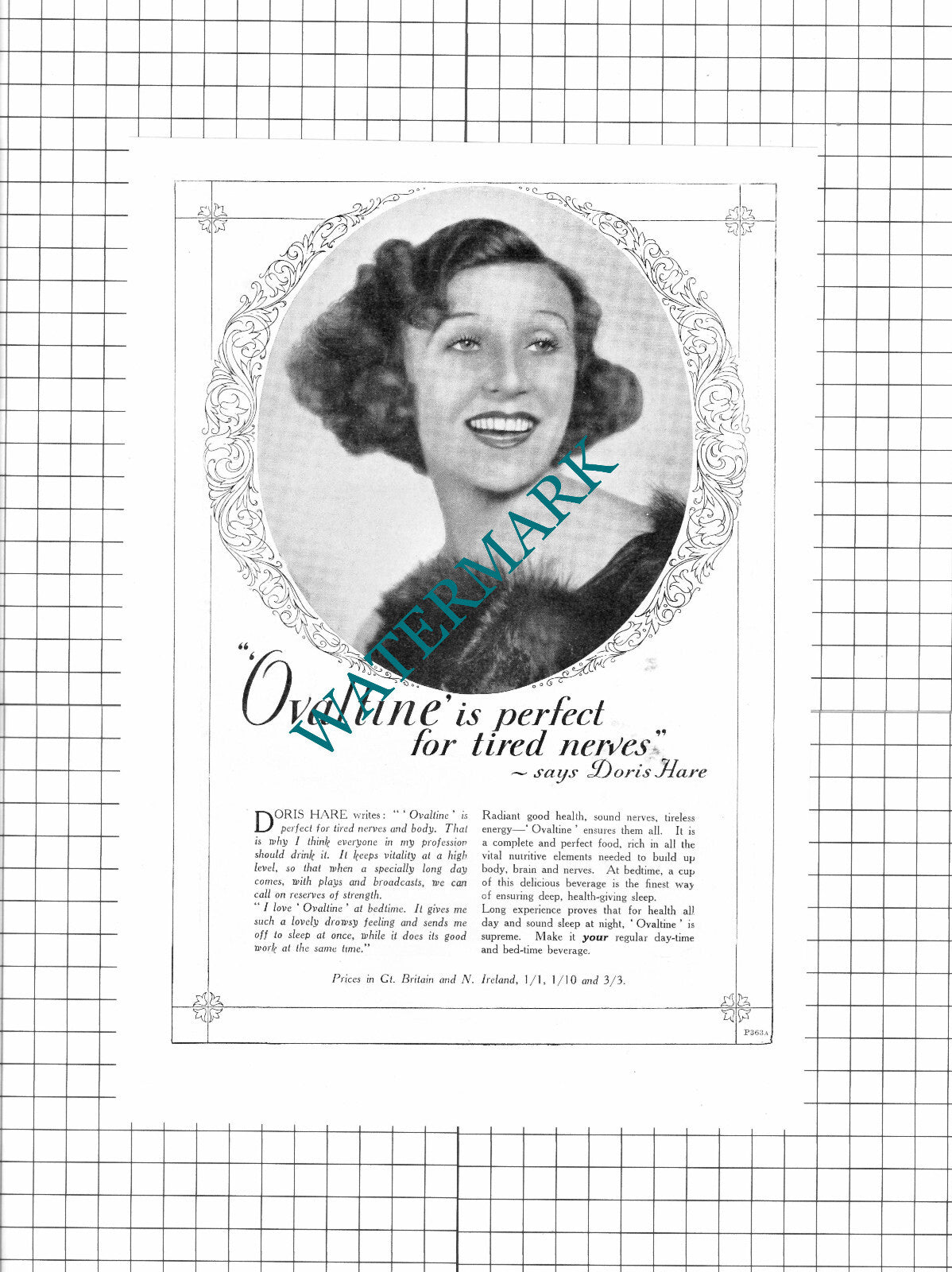 Doris Hare Ovaltine Advert - 1937 Clipping / Print